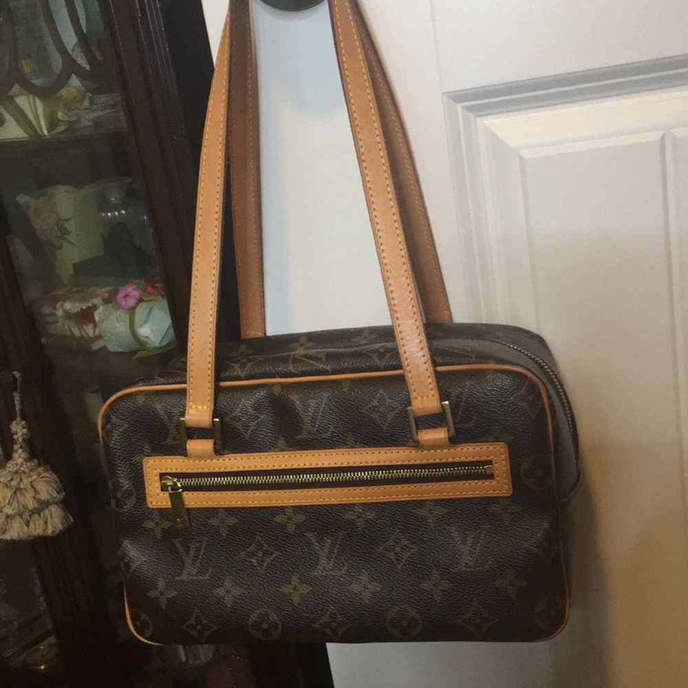 Louis Vuitton Brown Monogram Canvas Satchel with Tan Leather Trim